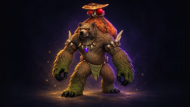 The Hoardmonger, a bear-man with a sack, boss of Den of Nalorakk