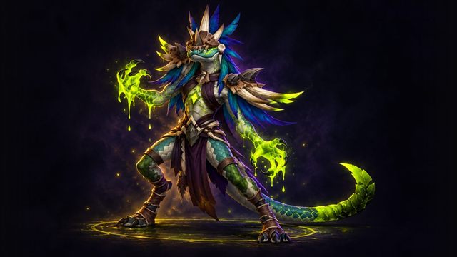 Vashnik the Malignant, a serpent troll, boss of The Venomous Abyss