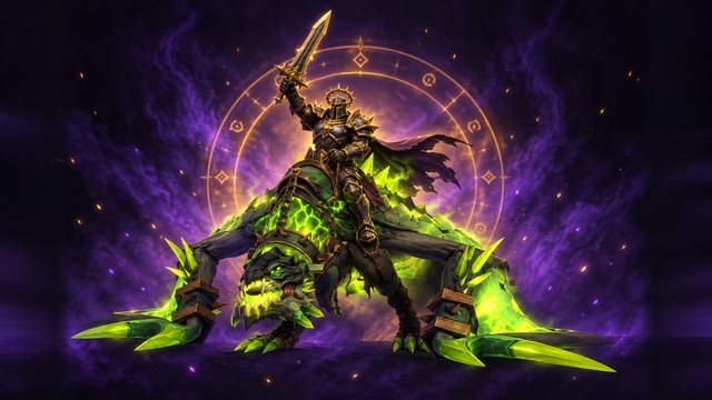A gladiator raising a sword on the Venomous Gladiator's Goredrake, a drake with lime-green veins