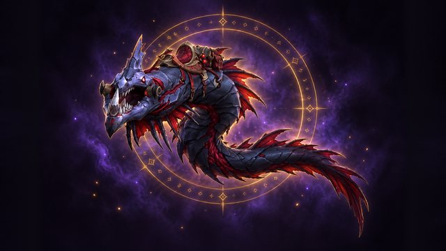 Nazjatar Blood Serpent, a sea serpent with a skull-like armoured head and crimson flesh