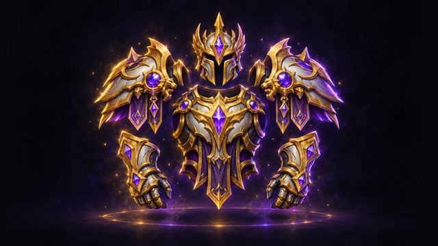Pieces of elite PvP armor: helm, pauldrons, gauntlets and chestplate